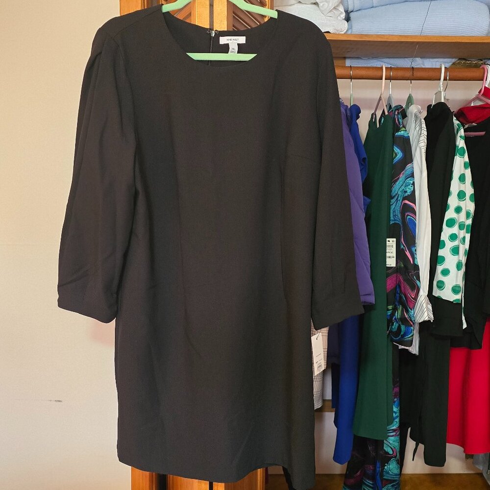 Nine West NWT Black Wide Bell Sleeve Dress XXL Knee Length